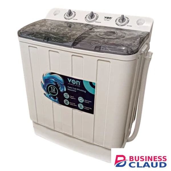 Von VALS-75BWY Twin Tub Washing Machine, White - 7.5KG