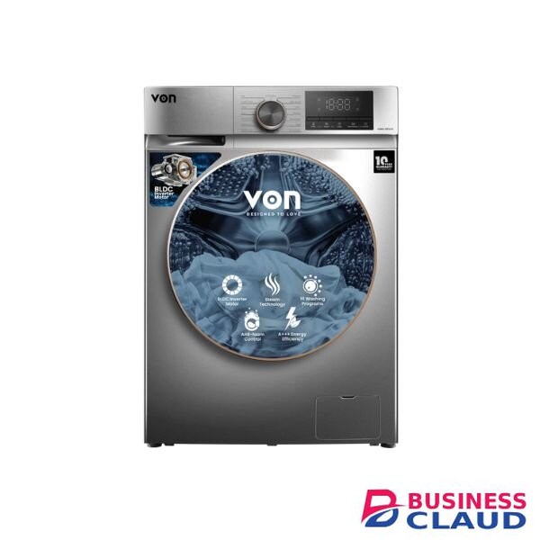 Von VWM-10FVTS Front Load Inverter Washing Machine, Silver