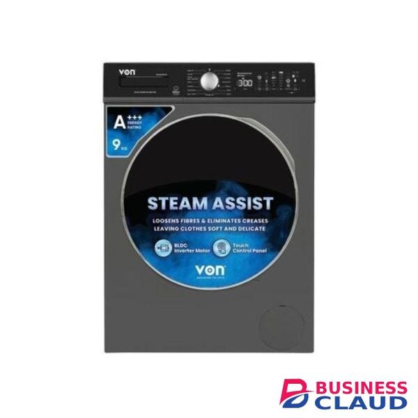 Von 9kg Front Load Washing Machine VALW-09FVK Silver