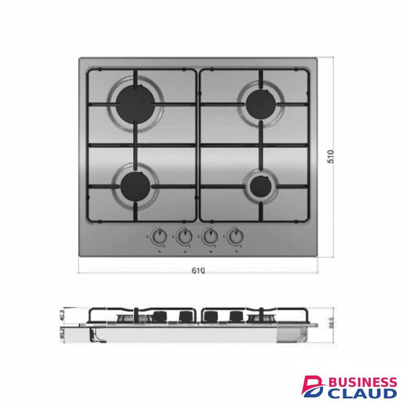 MIKA MGH61402FSX Built-In Gas Hob, 60cm, 4 Gas, S.S