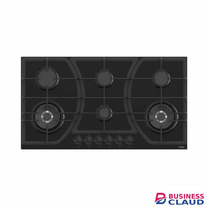 MIKA MGH92602FBGW2 Built-In Gas Hob, 90cm, 6 Gas With WOK, Glass