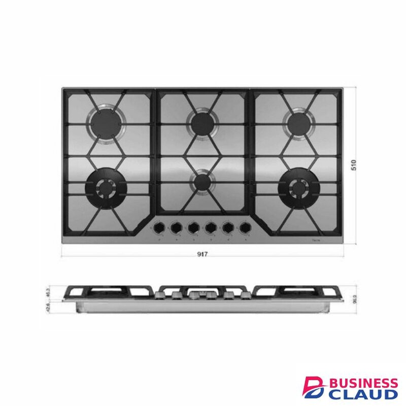 MIKA MGH92602FBGW2 Built-In Gas Hob, 90cm, 6 Gas With WOK, Glass