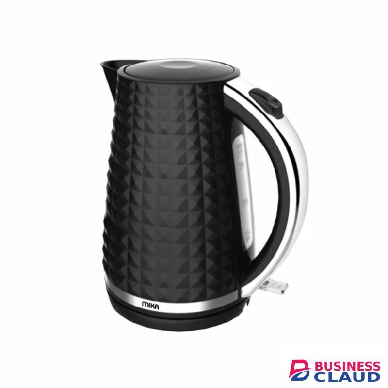 MIKA MKT1304 Kettle, 1.7L, Plastic, 360º Cordless, Black With S.S. Trim