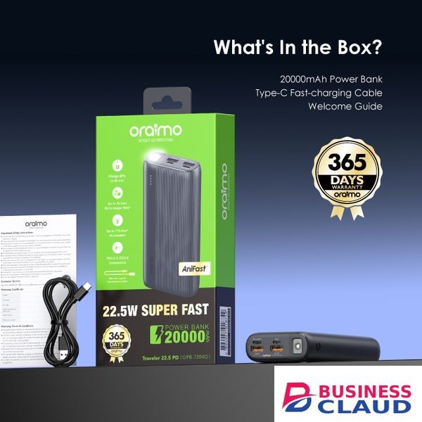 Oraimo Traveler 22.5 PD 20000mAh 22.5W Power Bank