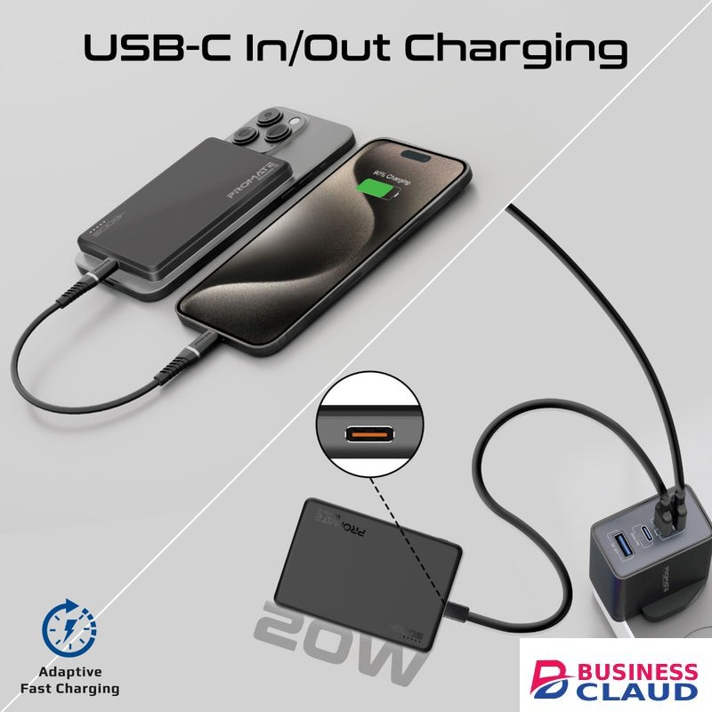 Promate 5000mAh Ultra-Slim MagSafe Compatible Wireless Charging PowerBank
