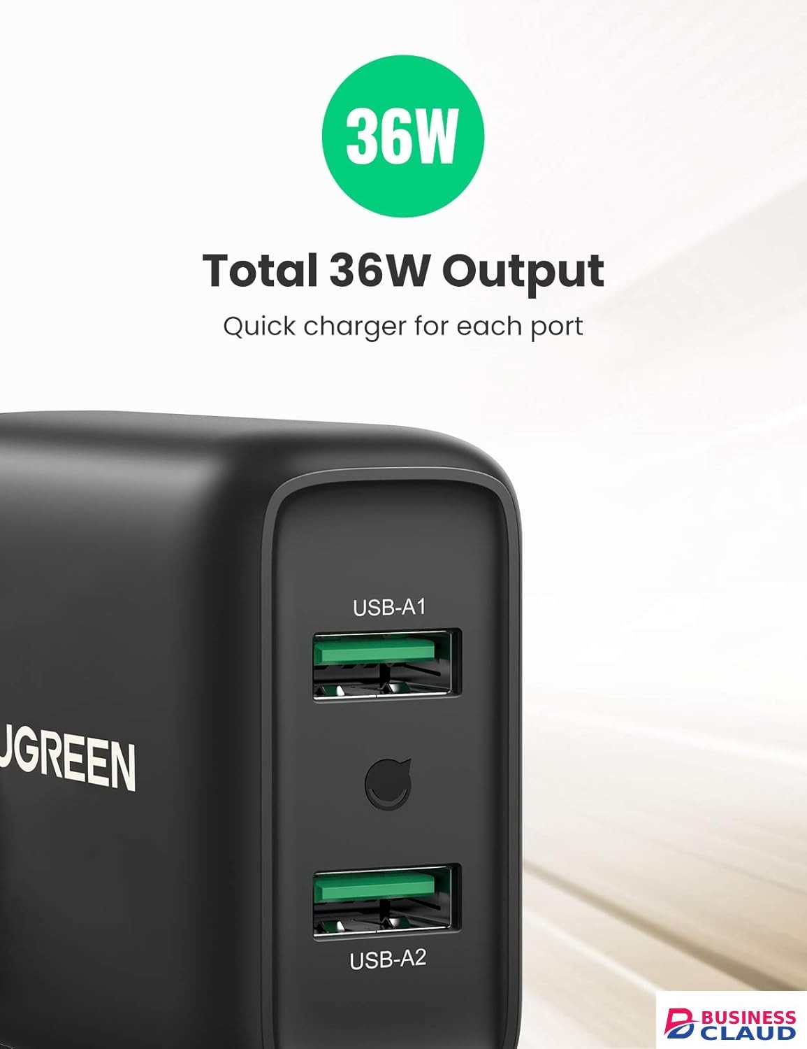 UGREEN CD161 USB Fast UK Black Charger