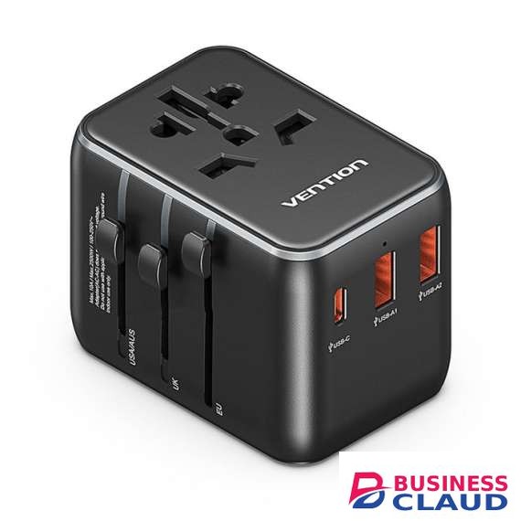 Vention 3-Port USB (C+A+A) Universal Travel Adapter