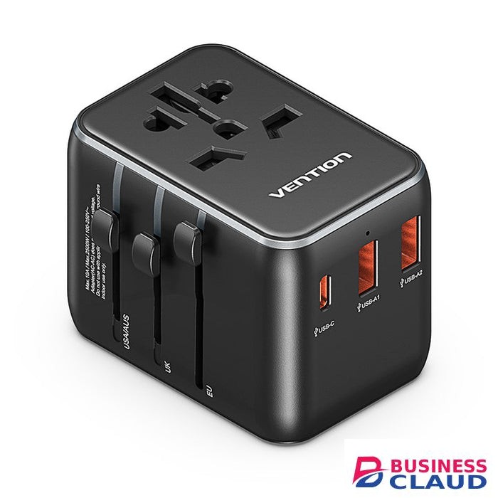Vention 3-Port USB (C+A+A) Universal Travel Adapter