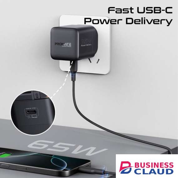 Promate 65W PD GanFast Charging Adapter