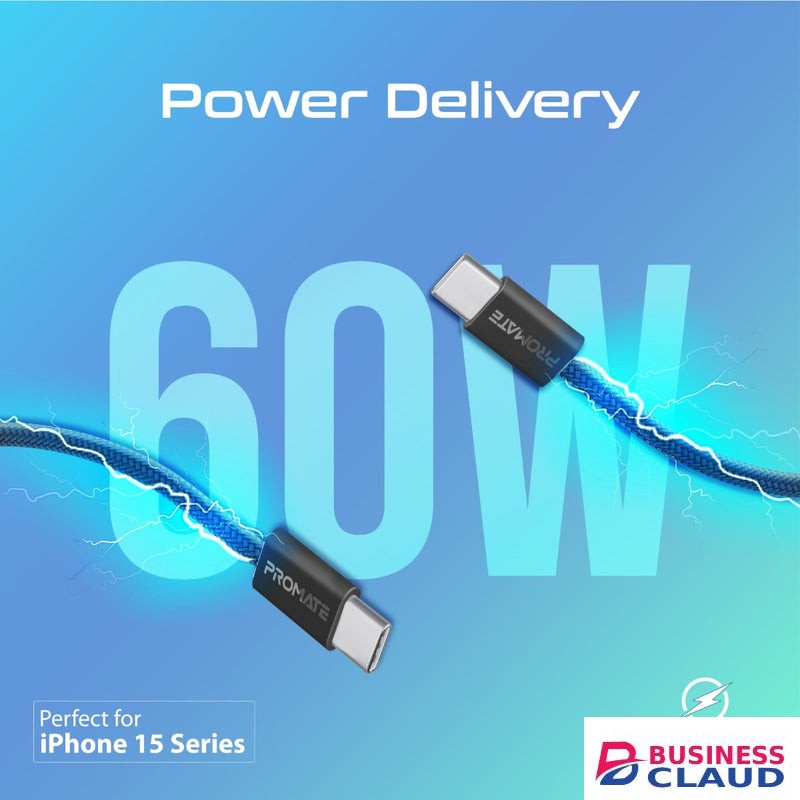 Promate 60W PD USB-C to USB-C 2M Cable