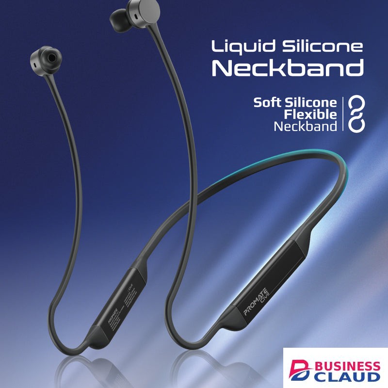 Promate High-Fidelity Liquid Silicone Wireless Neckband Earphones