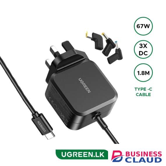 UGREEN X377 USB-C 67W PD GaN Power Adapter UK Plug + 3 DC Connectors