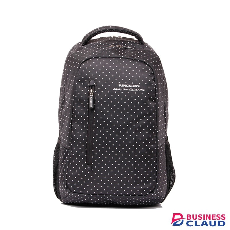 Kingsons Black Match White Hot Dot Laptop 14.5" Backpack