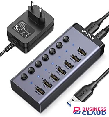 UGREEN 7 Port Powered USB A 3.0 Hub UK Power adapter