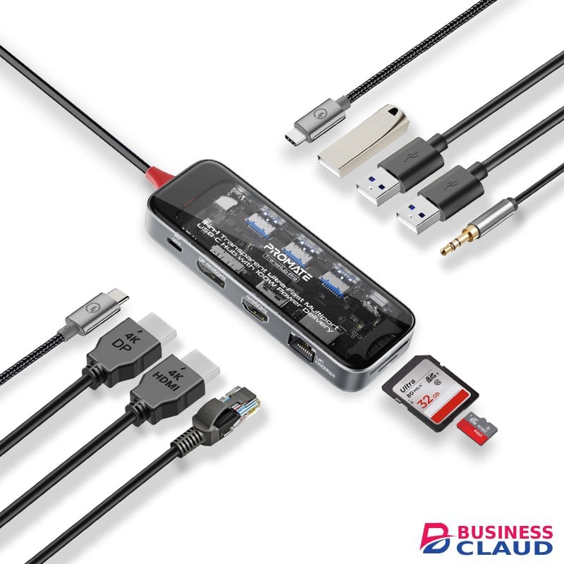 Promate TransHub-Pro Ultra-Fast Multiport USBC Hub