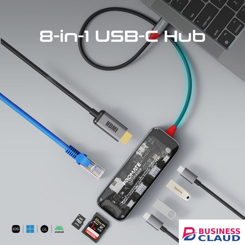 Promate TransHub Mini Ultra Fast Multiport USB-C Hub