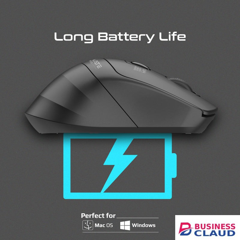 Promate Samit2.4GHz Ergonomic 2200 DPI Silent Click Wireless Bluetooth Mouse