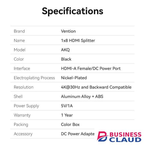 Vention 1 in 8 Out HDMI Splitter