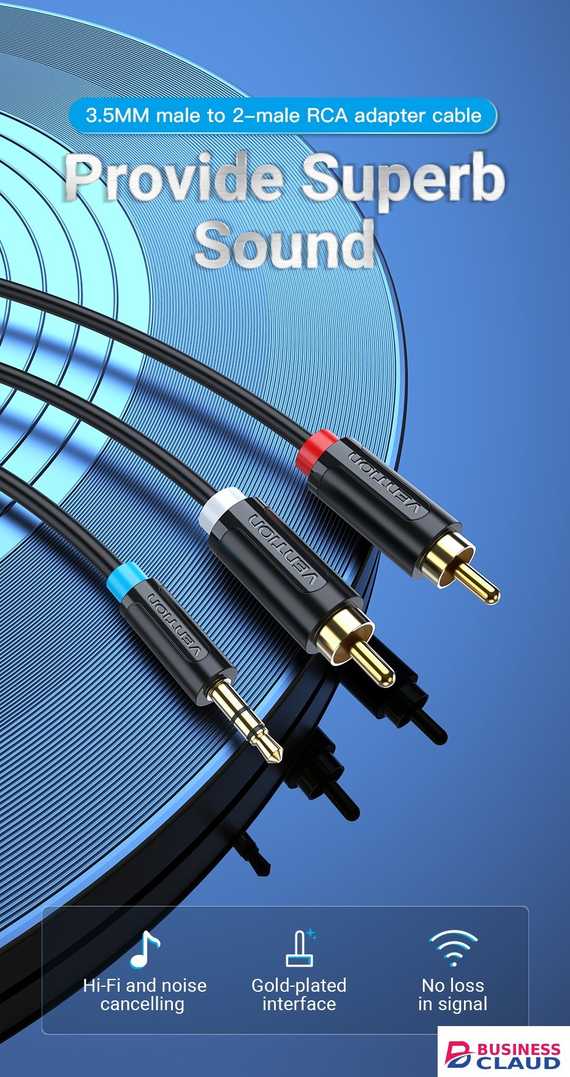 Vention 3.5MM Male to 2 Male RCA Adapter 1.5M Cable
