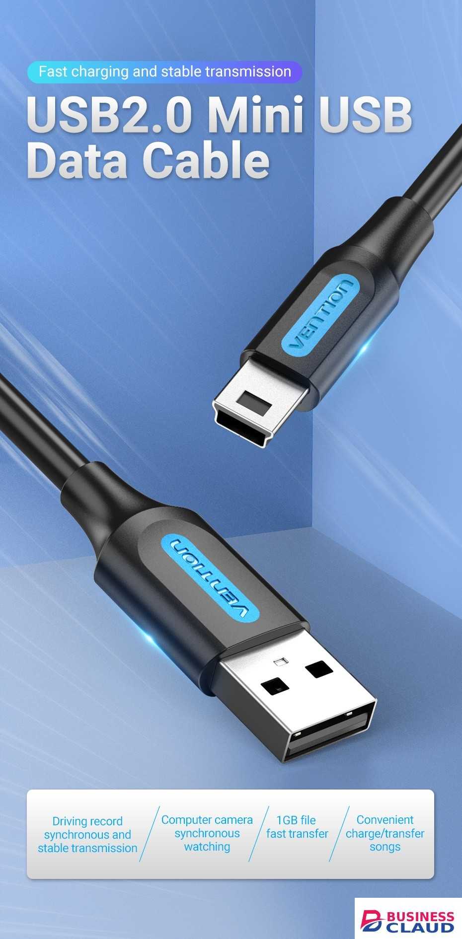 Vention USB 2.0 A Male to Mini-B Male 0.5M Cable