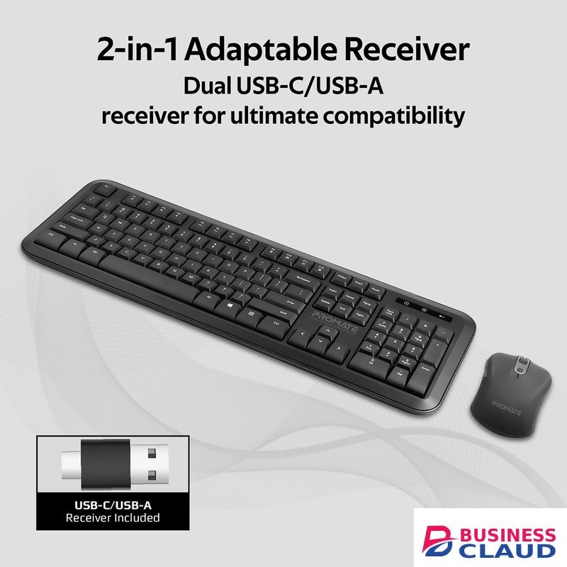 Promate ProCombo-6 Dual Interface Full Size Wireless Keyboard and Mouse