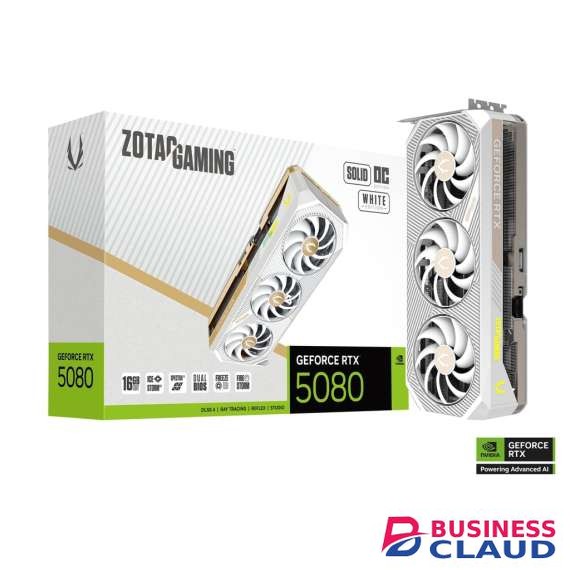 ZOTAC Gaming GeForce RTX 5080 SOLID OC White Edition 16GB GDDR7 Graphics Card