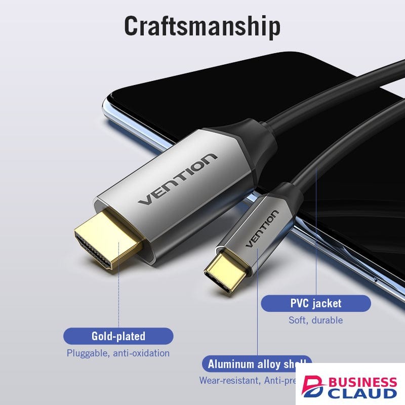 Vention Black Metal 2 Metre USB-C to HDMI Cable