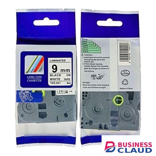 Brother TZ2-221 9mm x 8m Compatible Black on white label tape