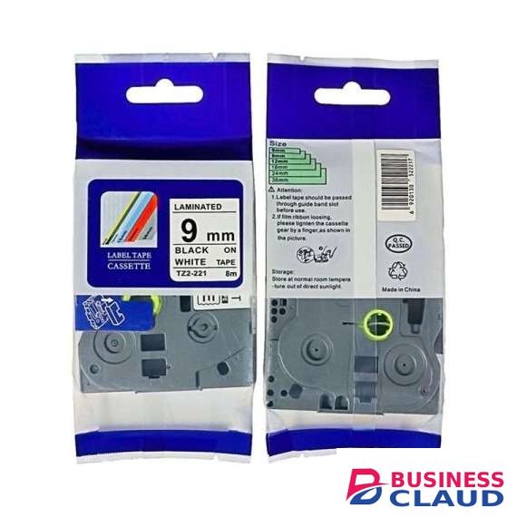 Brother TZ2-221 9mm x 8m Compatible Black on white label tape