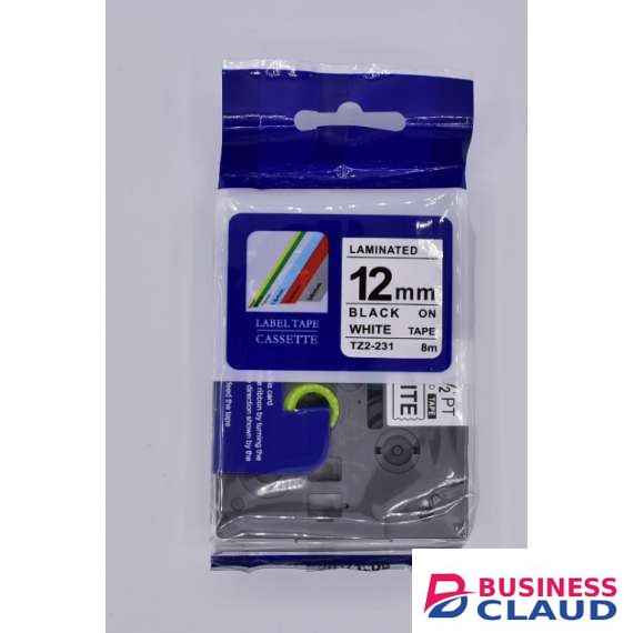 Brother TZ2-231 12mm Black on White Compatible Label Tape
