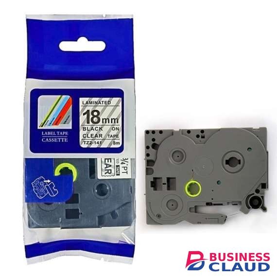 Brother TZ2-141 18mm Black on Clear Compatible Label Tape