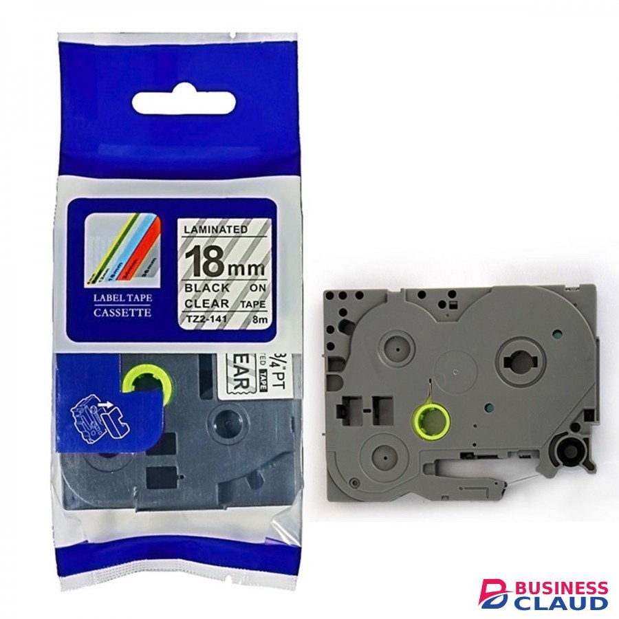 Brother TZ2-141 18mm Black on Clear Compatible Label Tape