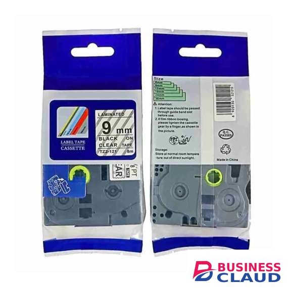 Brother TZ2-121 9mm Black on Clear Compatible Label Tape