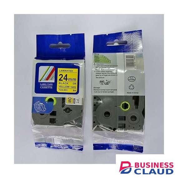 Brother TZ2-651 24mm Black on Yellow Compatible Label Tape