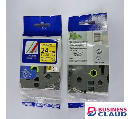 Brother TZ2-651 24mm Black on Yellow Compatible Label Tape