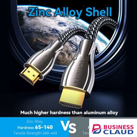 Vention 10M Cotton Braided 4K HDMI Cable zinc Alloy Type