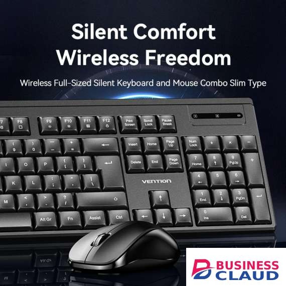 Vention Wireless Full-Sized Silent Keyboard and Mouse Combo