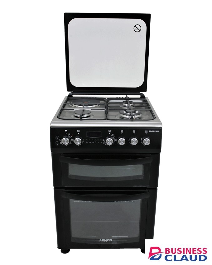 Armco GC-F6631LX3D2 BK 3 Gas 1 WOK 1 Electric Double Oven Gas Cooker