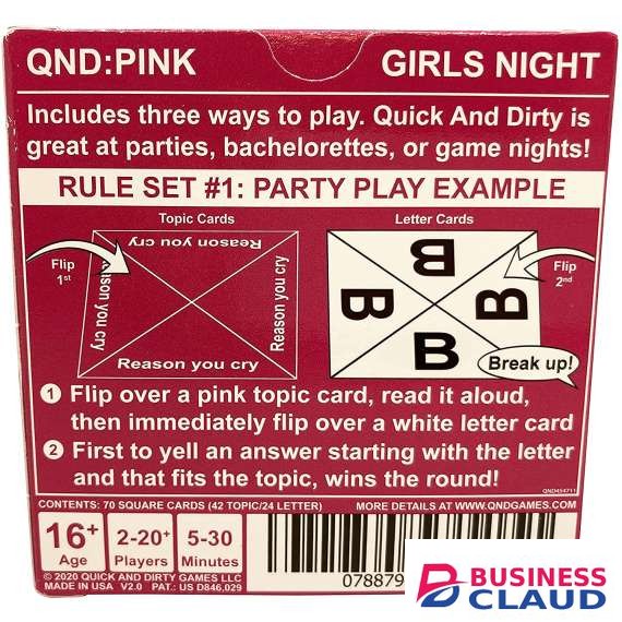 Quick and Dirty Girls Night Edition Card Game