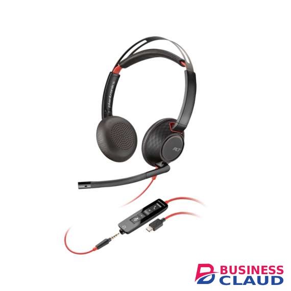 Plantronics Blackwire 5220 Stereo USB C 3.5mm Plug with USB C/A Adapter Headset