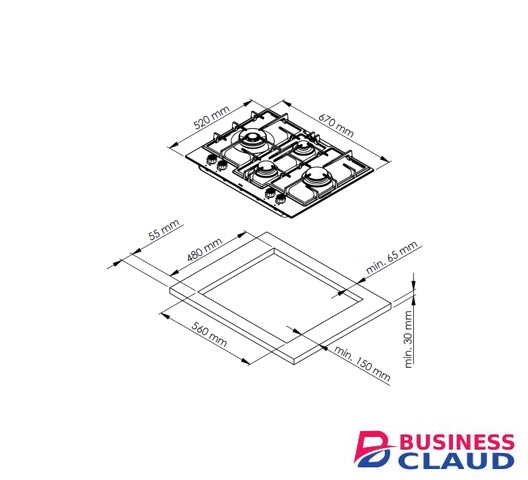 Von VBBG6541WFK 65cm 4 Gas Hob