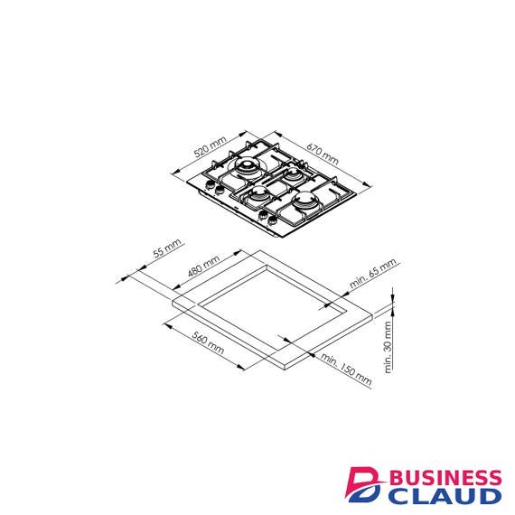 Von VBBG6541WFK 65cm 4 Gas Hob