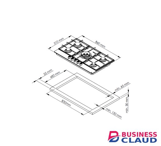 Von VBBG9051WFX 90cm 5 Gas Hob