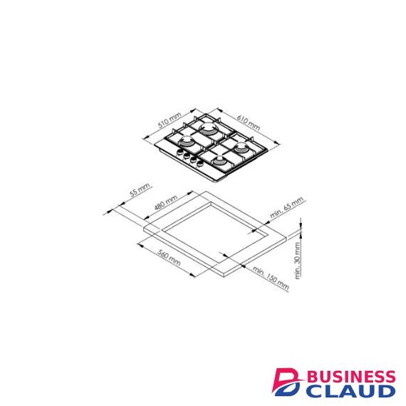 Von VBBG6041NFX 60cm 4 Gas Hob