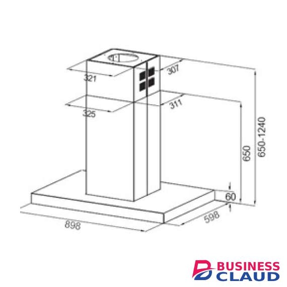 Mika MHI9104TGB 90cm Island Unit T-Type Hood