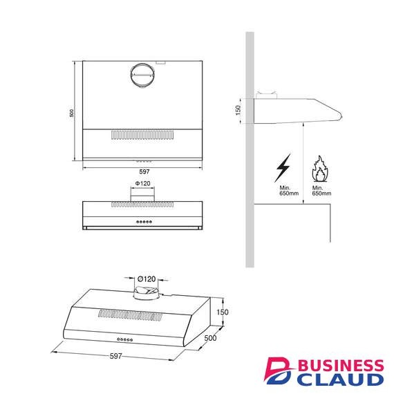 Mika MHC601BB 60cm Under Cabinet Cassette Hood
