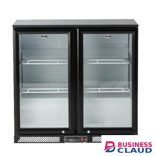 MIKA MSCB902D220BL 220L Double Door Double Tempered Glass Door with LOW-E Showcase Chiller
