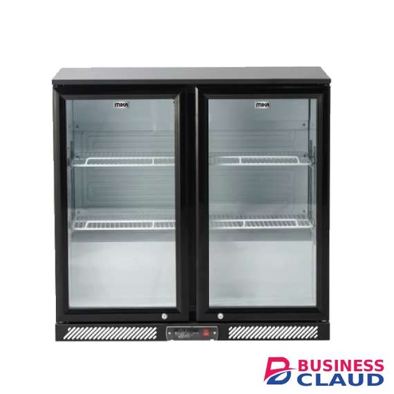 MIKA MSCB902D220BL 220L Double Door Double Tempered Glass Door with LOW-E Showcase Chiller