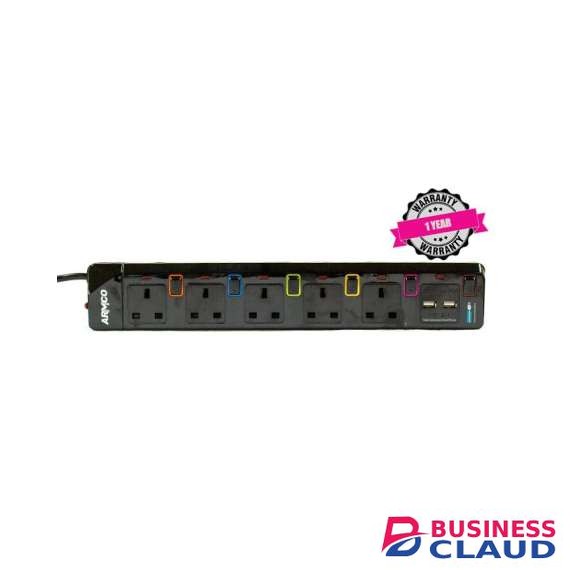 Armco AEE-5WAYB-USB2B 5 Way Extension Socket
