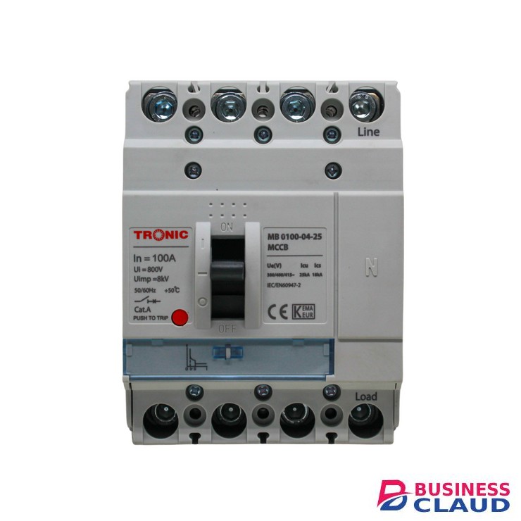 Tronic MB 0100-04-25 100 Amps 4 Pole MCCB Breaker
